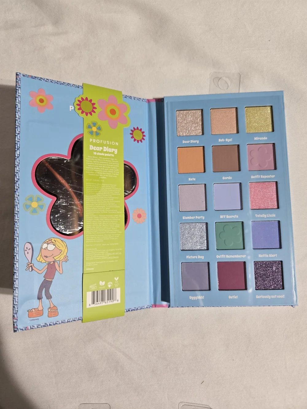 NWT Profusion Lizzie McGuire Dear Diary Eyeshadow Palette 15 Shades Y2K Makeup